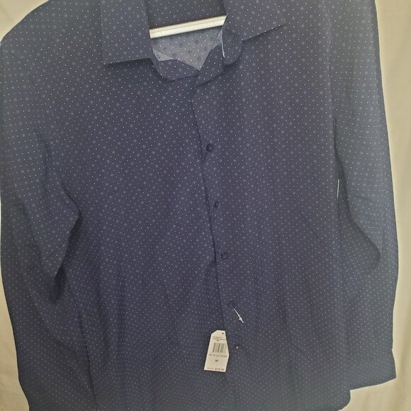 NWT Navy Grnd Blue and White Print  Slim Fit Nautica Button Down SZ:M - Picture 2 of 11
